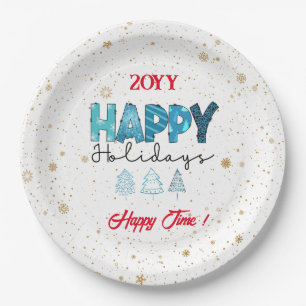 Plato De Papel Personalizar de Felices Fiestas
