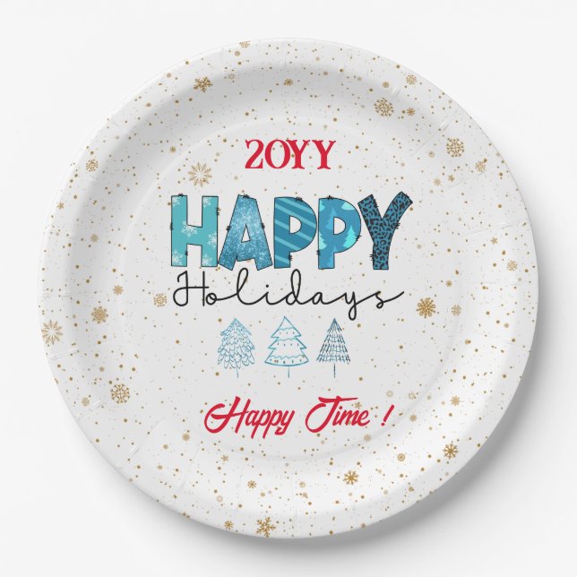 Plato De Papel Personalizar de Felices Fiestas (Anverso)