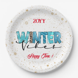 Plato De Papel Personalizar de Winter Vibes