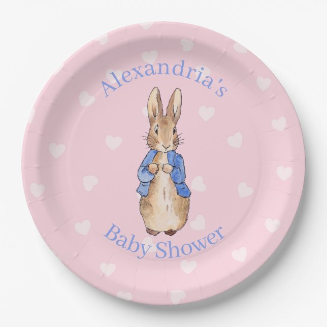 Plato De Papel Personalizar el Baby Shower de Peter the rabbit (Anverso)