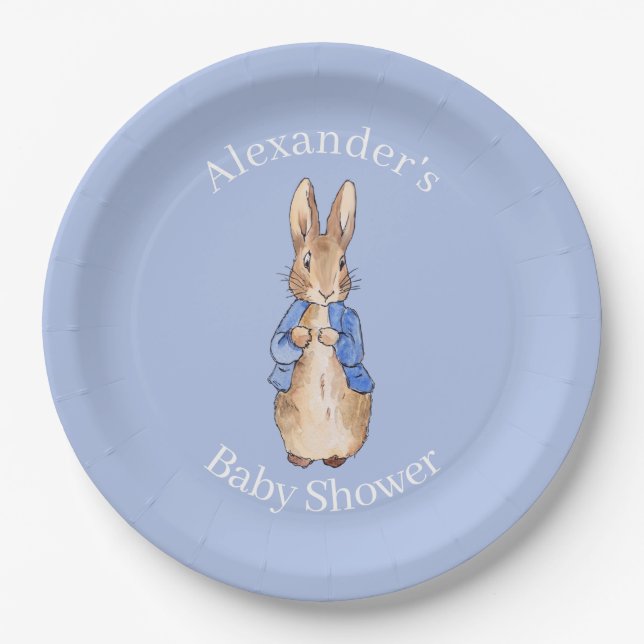Plato De Papel Personalizar el Baby Shower de Peter the rabbit (Anverso)