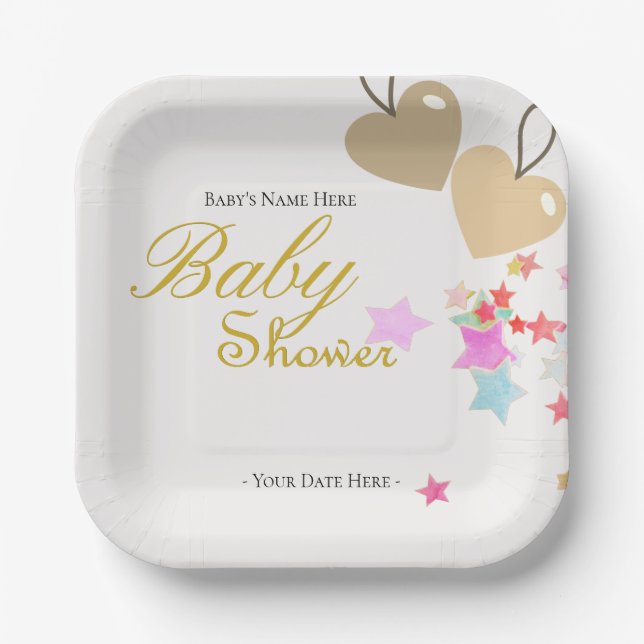 Plato De Papel Personalizar el Baby Shower personalizado (Anverso)