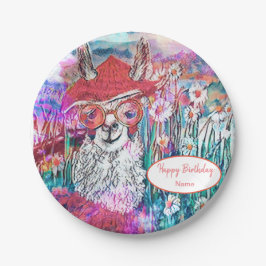 Plato De Papel Personalizar Feliz cumpleaños Mama Llama