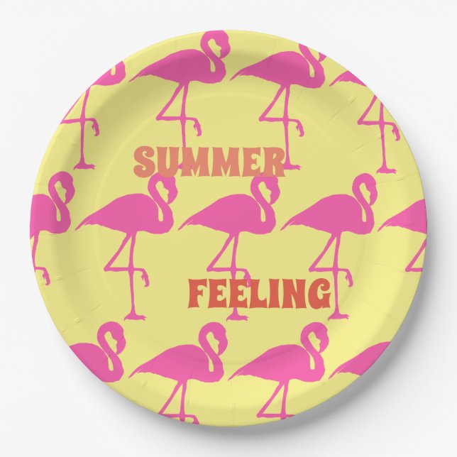 Plato De Papel Personalizar Flamingo Rosa (Anverso)