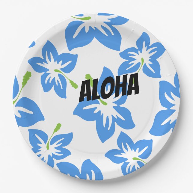 Plato De Papel Personalizar Guay Hawaii Flowers (Anverso)