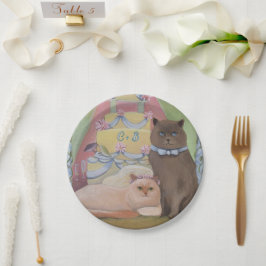 Plato De Papel Personalizar los gatos Bodas iniciales