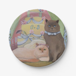 Plato De Papel Personalizar los gatos Bodas iniciales