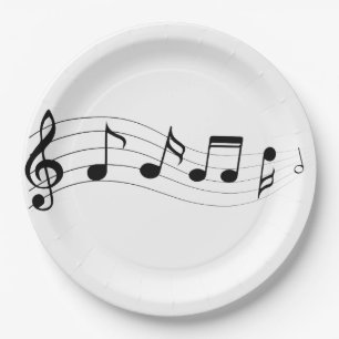 Plato De Papel Personalizar Notas musicales Fiesta Plate