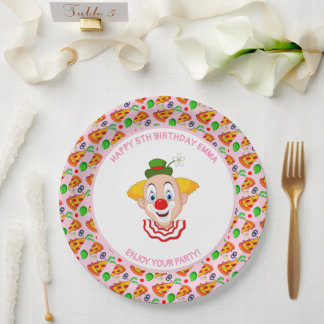 Plato De Papel Personalizar Payasito Pizza Fiesta de Cumpleaños N