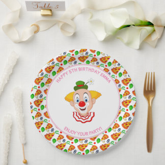 Plato De Papel Personalizar Payaso Pizza Fiesta de Cumpleaños Niñ