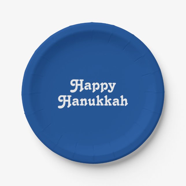 Plato De Papel Personalizar personaliza con texto, Hanukkah (Anverso)