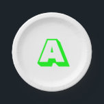 Plato De Papel Personalizar, personalizar alfabeto monograma inic<br><div class="desc">Personalizar,  personalizar alfabeto monograma inicial Papel Plate neon green screen letter,  fondo blanco</div>