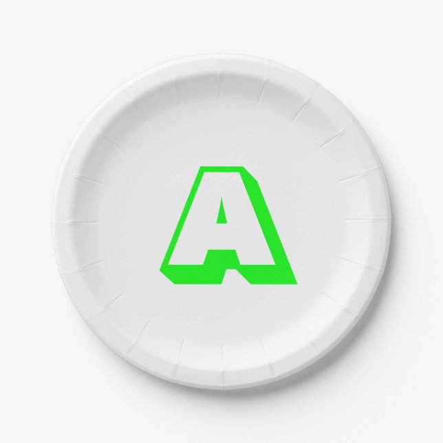 Plato De Papel Personalizar, personalizar alfabeto monograma inic (Anverso)