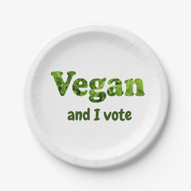 Plato De Papel Personalizar Vegan Activista Voter (Anverso)