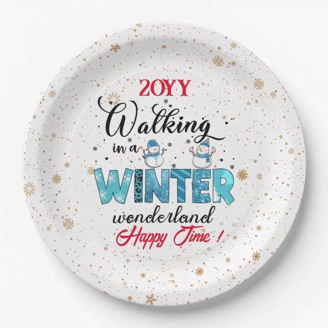 Plato De Papel Personalizar Winter Wonderland (Anverso)