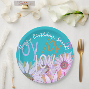 Plato De Papel Personalize Daisy: Alegría floral, Alegría, Alegrí