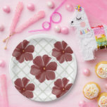 Plato De Papel Personalized<br><div class="desc">Add timeless, vintage charm to your life with this elegant floral lattice pattern. The design showcases beautifully shaded, painterly burgundy flowers set against a crisp, sage green diamond trellis background. Blending organic botanical art with clean geometric lines, this pattern is a perfect fit for Grandmillennial, Cottagecore, and home decor. It...</div>