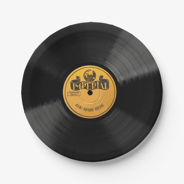 Plato De Papel Personalized 78 Vinyl Record Design Paper Plates (Anverso)