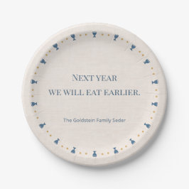 Plato De Papel Personalized 7" Fun Passover Seder Appetizer Plate