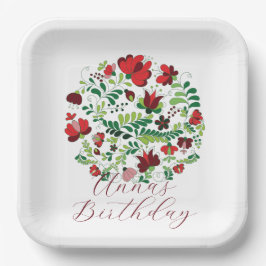 Plato De Papel Personalized Baby Name Floral Party Plates