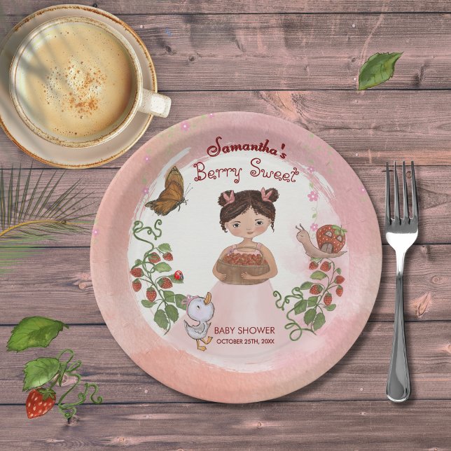 Plato De Papel Personalized Berry Sweet Baby Shower Paper Plates (Personalized Berry Sweet Baby Shower Paper Plates)