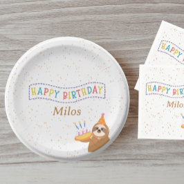 Plato De Papel Personalized Birthday Plate Sloth Party Design