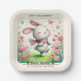 Plato De Papel Personalized Bunny Baby Shower Plates