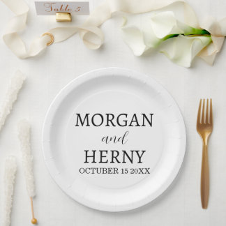 Plato De Papel Personalized Custom Name Stylish Minimal Wedding