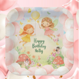 Plato De Papel Personalized Cute Fairy Birthday Paper Plate 