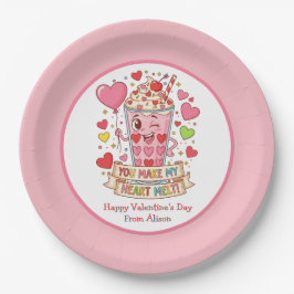 Plato De Papel Personalized Cute Milkshake Classroom Valentine