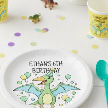 Personalized Dinosaur Paper Plates - Set of 8