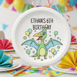 Plato De Papel Personalized Dinosaur Paper Plates - Set of 8