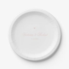 Plato De Papel Personalized Elegant Script Pink Heart