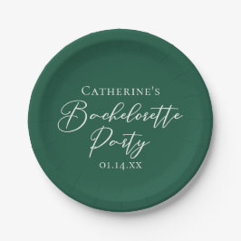 Plato De Papel Personalized Emerald Green Bachelorette Party