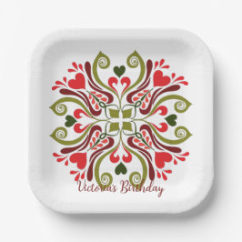 Plato De Papel Personalized Floral Birthday Party Plates