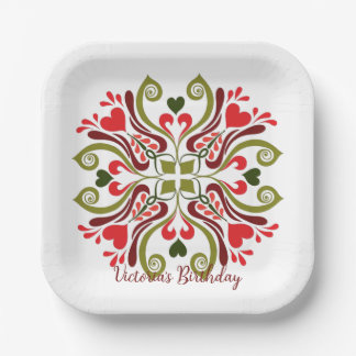 Plato De Papel Personalized Floral Birthday Party Plates