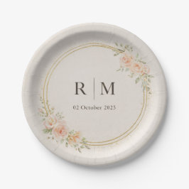 Plato De Papel Personalized Floral Wedding Paper Plates
