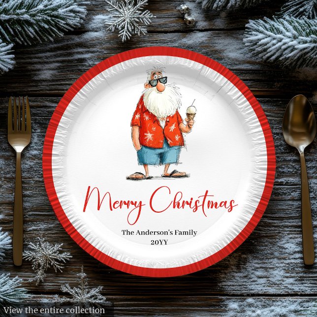 Plato De Papel Personalized Funny Santa Christmas Dinner Plates (Personalized Funny Santa Christmas Dinner Plates)
