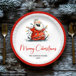 Plato De Papel Personalized Funny Santa Claus Holiday Paper Plate