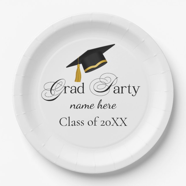 Plato De Papel Personalized Grad Party, Name and Year (Anverso)