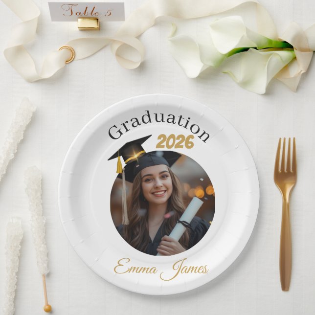 Plato De Papel Personalized Graduation Paper Plates Class of 2026 (Boda)