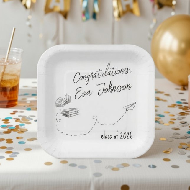 Plato De Papel Personalized Graduation Square Paper Plates (Subido por el creador)