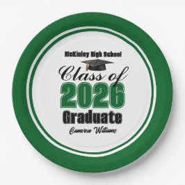 Plato De Papel Personalized Green Class of 2026 Graduation Party
