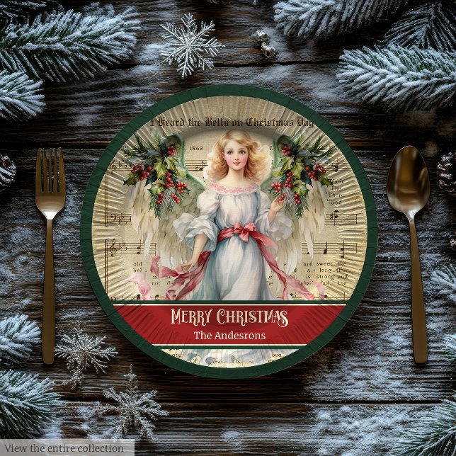 Plato De Papel Personalized Holiday Paper Plates Angel Celebratio (Personalized Holiday Paper Plates Angel Celebration)