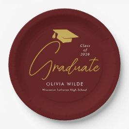 Plato De Papel Personalized Maroon Grad Plates – Party Ready
