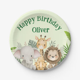 Plato De Papel Personalized Safari Birthday Paper Plates