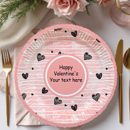 Plato De Papel Personalized Sketch Hearts Valentine Tablescape  