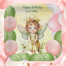 Plato De Papel Personalized Sweet Fairy 1st Birthday Paper Plates