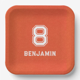 Plato De Papel Personalized textured Basketball 