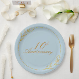 Plato De Papel Personalizes Anniversary with Golden Frame